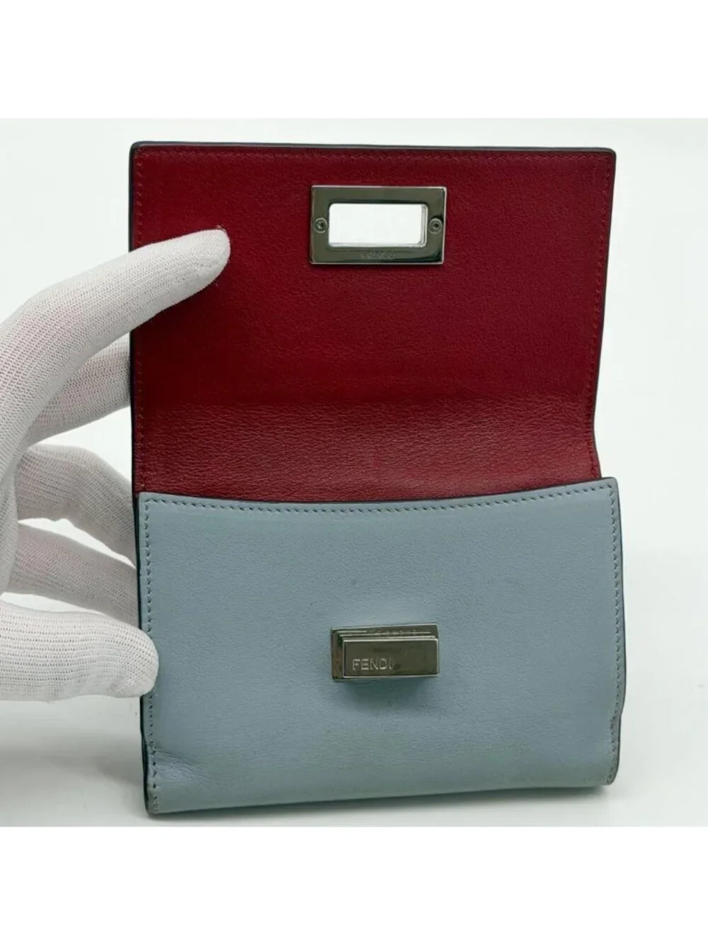 Fendi Peekaboo Selleria Turnlock Bifold Compact Wallet